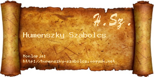 Humenszky Szabolcs névjegykártya